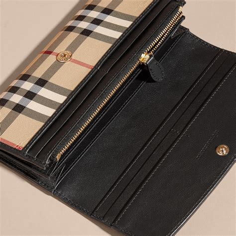 burberry checked leather-blend continental wallet|burberry leather bifold wallet.